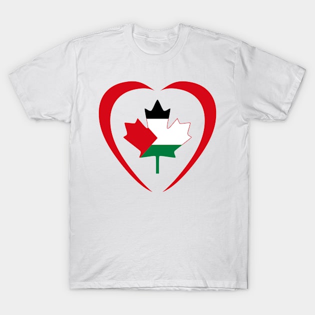 Palestinian Canadian Multinational Patriot Flag (Heart) T-Shirt by Village Values